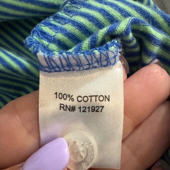 johnnie-O green / blue horizontal stripe Golf Cotton Pocket Polo Size XL - Picture 5 of 5